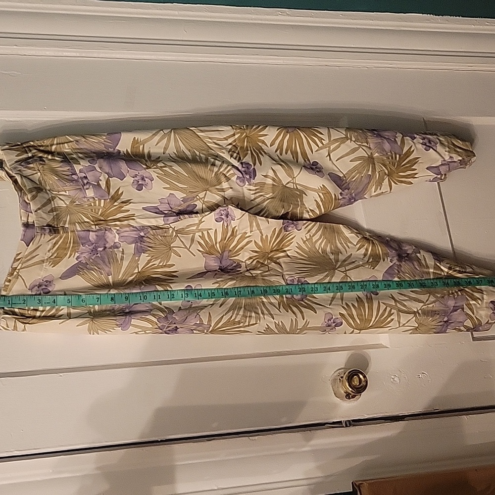 Kate Hill Women Pant Island Getway Beige Floral Multicolor Size 2X Sides Elastic - Picture 5 of 9